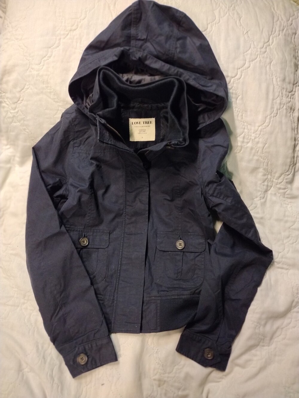Love Tree Navy Hooded Anorak Jacket